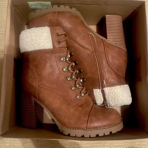 NEVER WORN Sugar Heeled Fur Boots (Size 10)